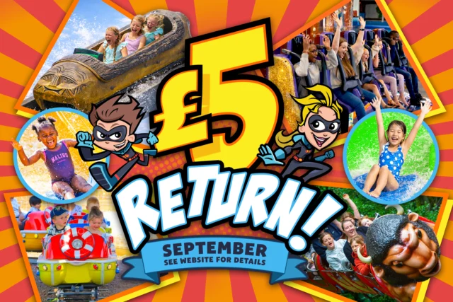 Return for ONLY £5 this September!🚨

Visit us this summer and return again for a whole second day of family fun this September for ONLY £5 per person!🤩

That's two whole family days out for, as little as £18.09! 🚨

Explore over 100 acres of 40+ rides and attractions - including our 70ft Excalibur and splash-tastic water park! 🤩

Book online and save BIG!🚨

www.twinlakespark.co.uk